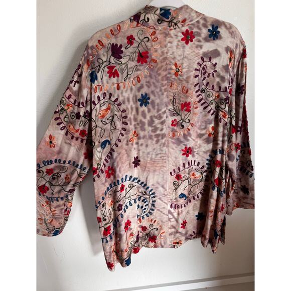 John Mark Floral Embroidered Blazer Jacket Multicolor Size XL Oversized - Picture 4 of 9
